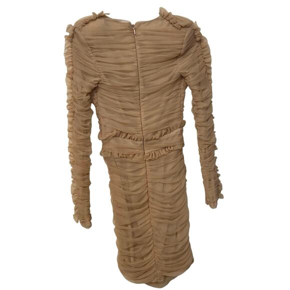 House of CB Fleur Blush Pleated Tulle Deep V Mini Dress Size XS - Picture 5 of 8